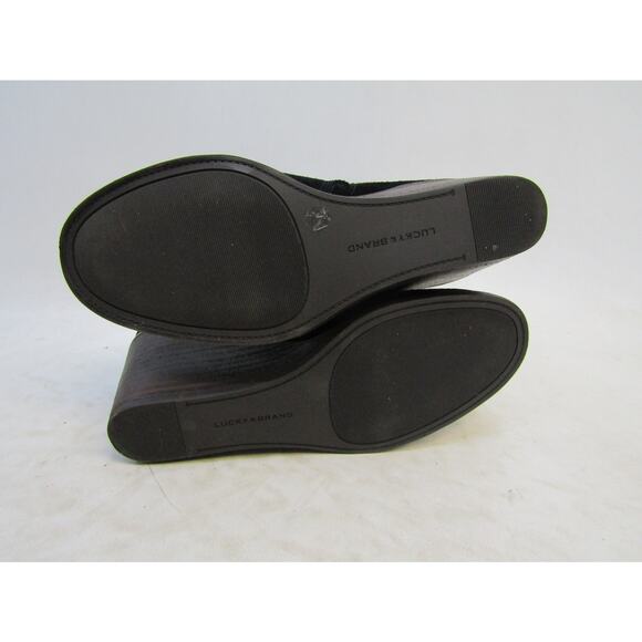 Lucky Brand Womens Size 8 M Black Suede Wedge Ankle Fashion Boots Bootie - Picture 9 of 11